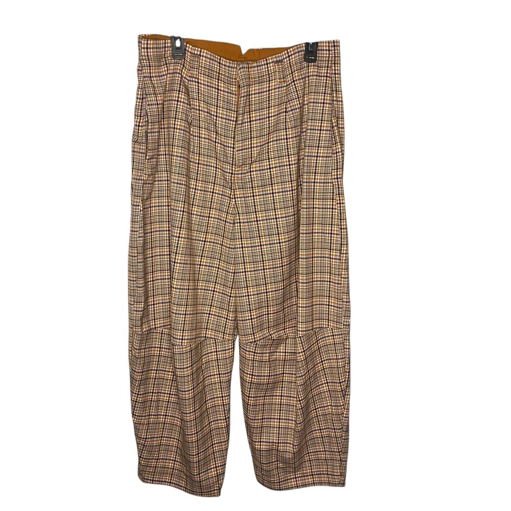 Free People Plaid Wide-Leg Trousers in Brown and Tan - Picture 2 of 10